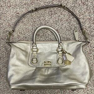 Coach Shimmering Gold wear 2 ways purse with top handles and crossbody